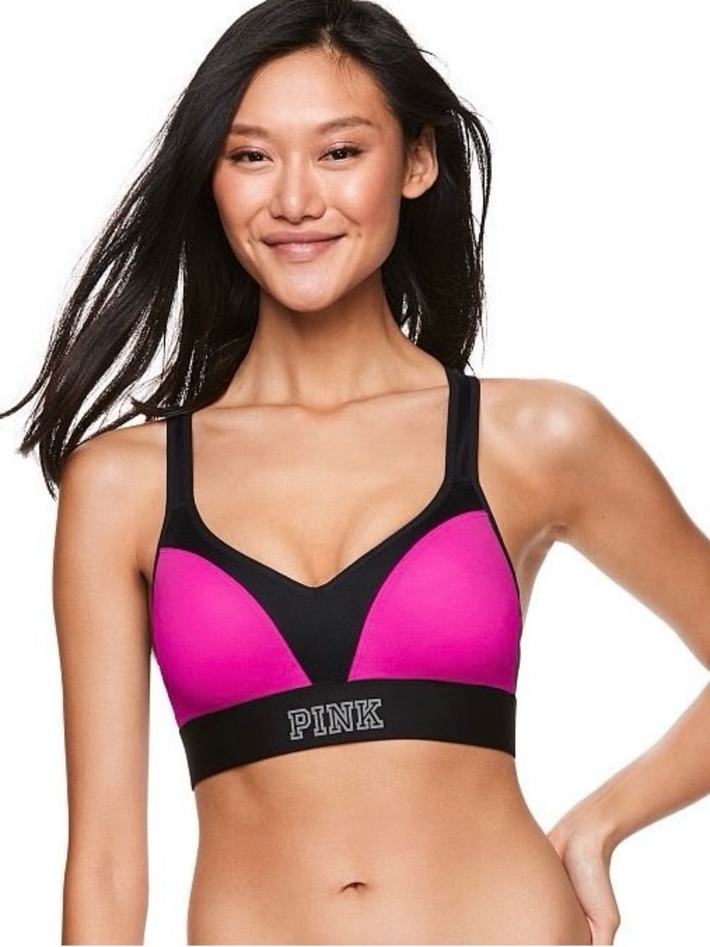 VICTORIA’S SECRET PINK Ultimate Sports Bra Size XS / Size X-Small Hot Pink Black